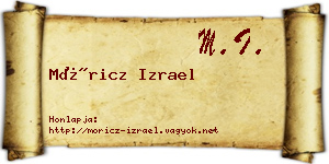 Móricz Izrael névjegykártya